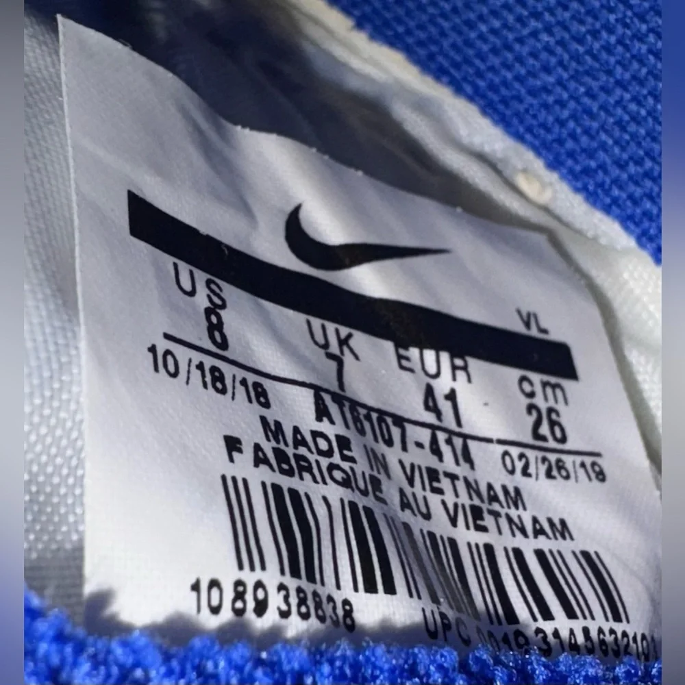 Nike Tiempo Legend 8 Club FG Men’s Size 8 Hyper Royal Blue/White Preowned Cleats